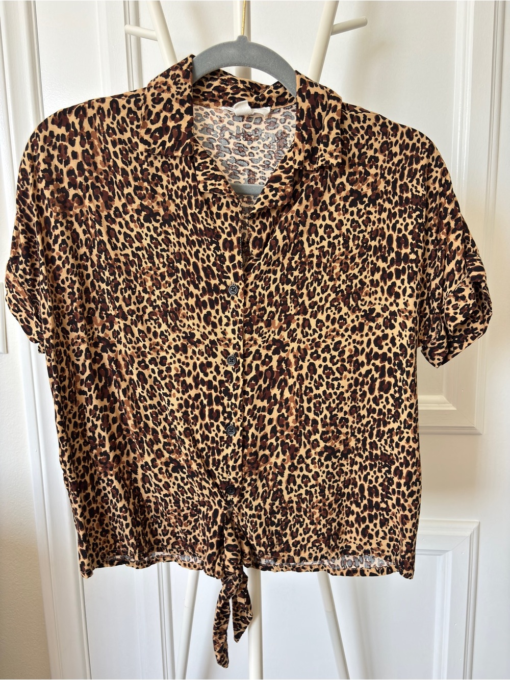 Beach lunch lounge animal print blouse XS
